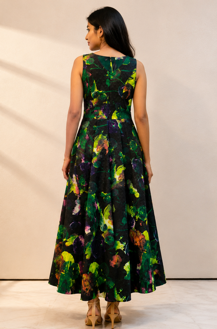 Long Black Dress with abstracts