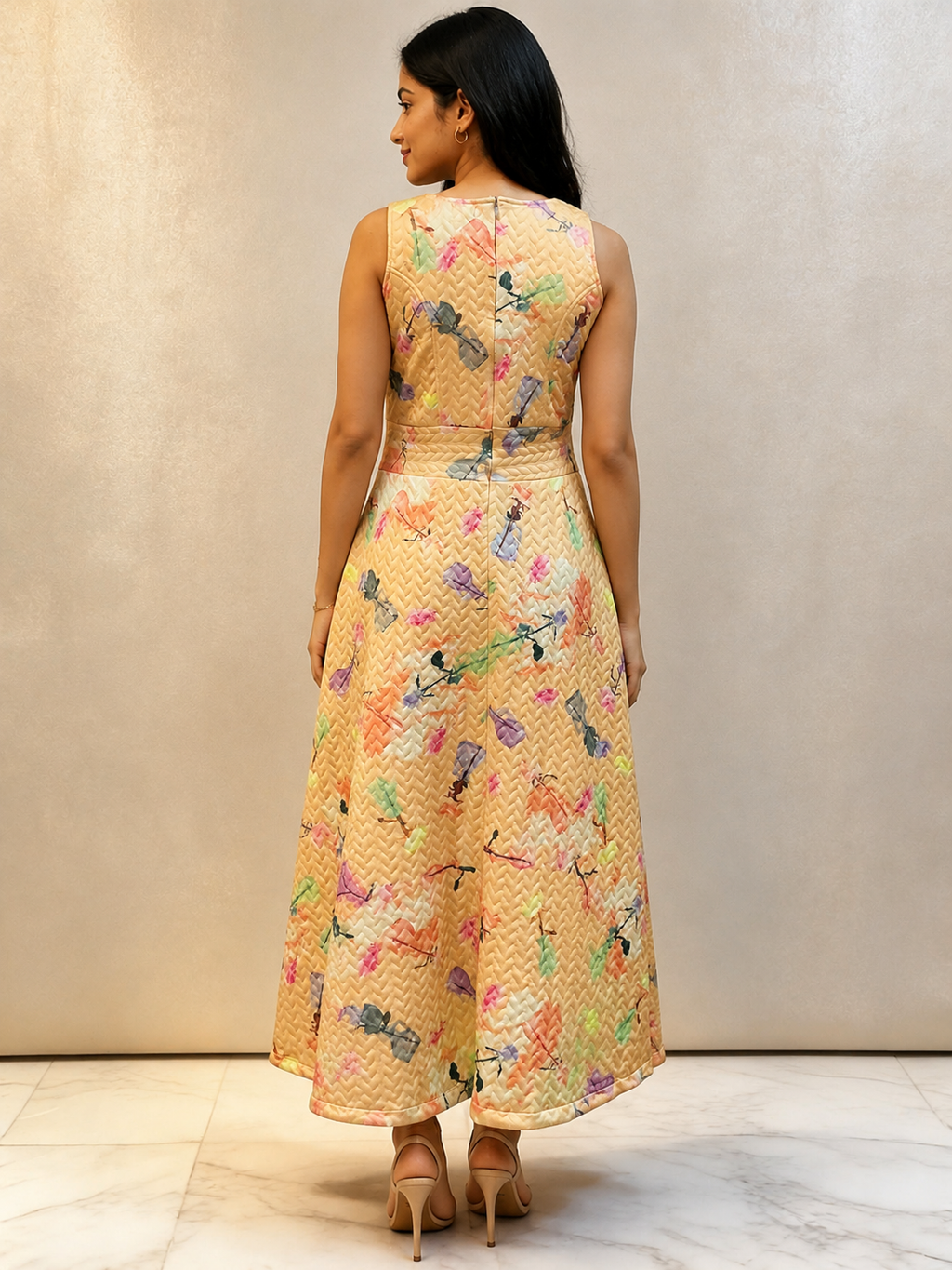 Long Casual Dress with Florals Print