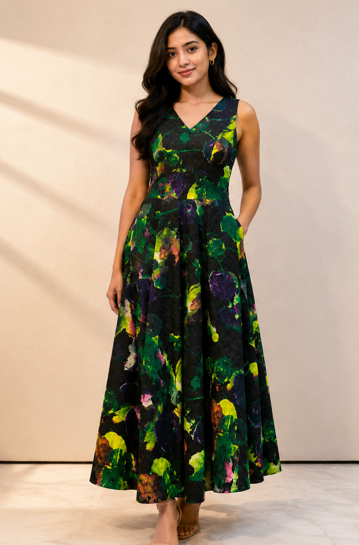 Long Black Dress with abstracts